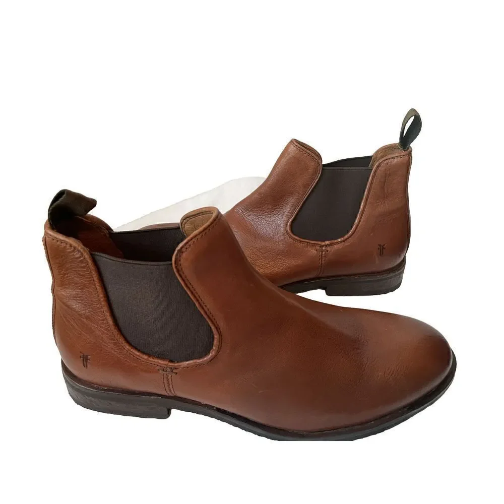 New $348  Frye Men's Grant Chelsea Boot Cognac 8.5D